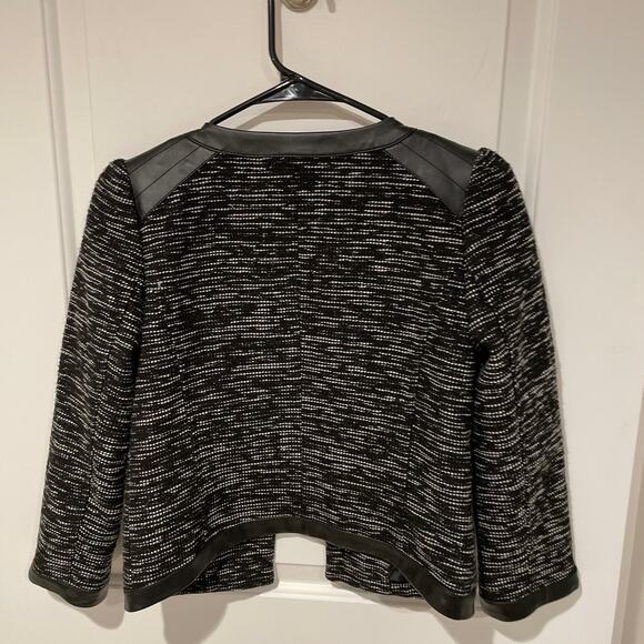 Frenchi wool tweed faux leather black blazer XS - Picture 6 of 7